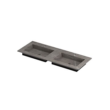Ink Post Wastafel keramische slab envelop bak dubbel 2 kraangaten - Armani grey mat - 1200x450x10 mm (bxdxh)