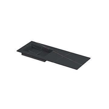 Ink Post Wastafel keramische slab envelop bak links zonder kraangat - Lauren black mat - 1200x450x10 mm (bxdxh)