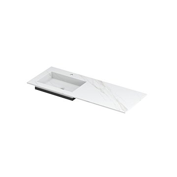 Ink Post Wastafel keramische slab envelop bak links met 1 kraangat - Calacatta mat - 1200x450x10 mm (bxdxh)