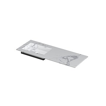Ink Post Wastafel keramische slab envelop bak links met 1 kraangat - Statuario glans - 1200x450x10 mm (bxdxh)