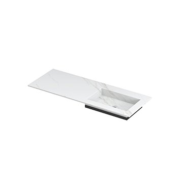 Ink Post Wastafel keramische slab envelop bak rechts zonder kraangat - Calacatta mat - 1200x450x10 mm (bxdxh)