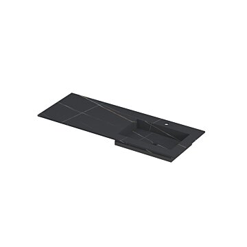 Ink Post Wastafel keramische slab envelop bak rechts met 1 kraangat - Lauren black mat - 1200x450x10 mm (bxdxh)
