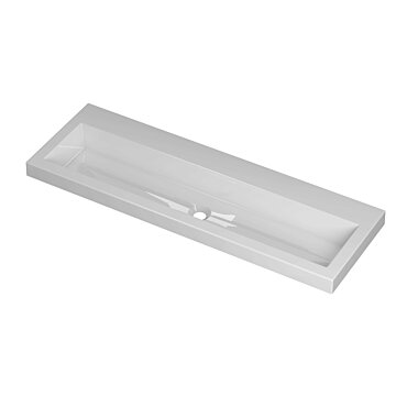 Ink Roots wastafel porselein zonder kraangat - glans wit - 120x40x6cm (bxdxh)