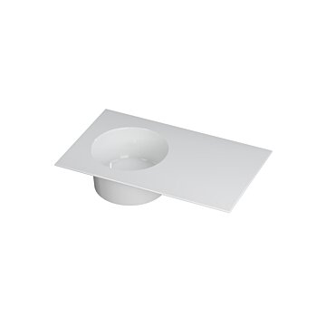Ink UFO Wastafel porselein rond links zonder kraangat - Glans wit - 800x480x180 mm (bxdxh)