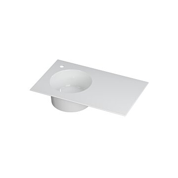 Ink UFO Wastafel porselein rond links met 1 kraangat links - Glans wit - 800x480x180 mm (bxdxh)