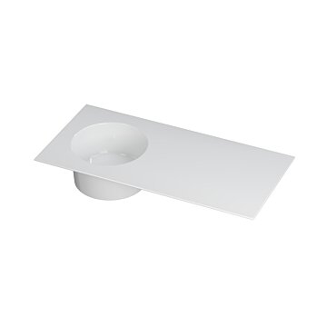 Ink UFO Wastafel porselein rond links zonder kraangat - Glans wit - 1000x480x180 mm (bxdxh)