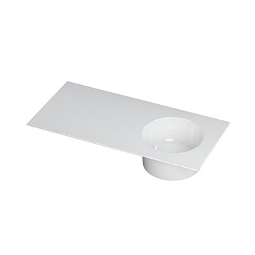 Ink UFO Wastafel porselein rond rechts zonder kraangat - Glans wit - 1000x480x180 mm (bxdxh)