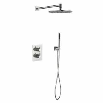 Regn complete thermostatische regendouche inbouwset met rechthoekig bedieningselement Geborsteld nikkel