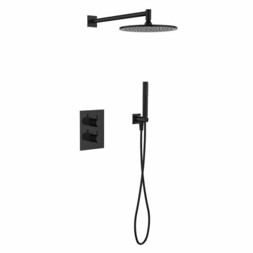 Regn complete thermostatische regendouche inbouwset met rechthoekig bedieningselement Gun metal black