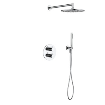 15004cr complete thermostatische regendouche inbouwset met rond productfoto hoofd 505 - Teakea REGN regendouche inbouwset rond