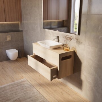 Eiken Toilet Meubel Phillipe met lade en uitsparing