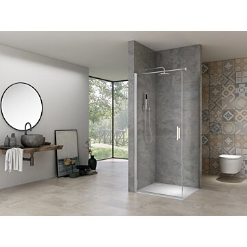 Van Rijn Products ST02LP150 douchecabine hoekinstap 80cm deur 140cm zijwand chroom