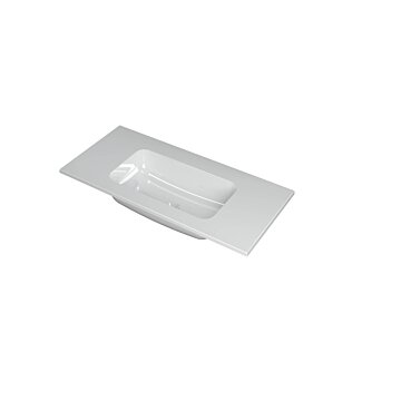 Ink Faktor Wastafel polystone midden zonder kraangat - Glans wit - 1000x450x15 mm (bxdxh)