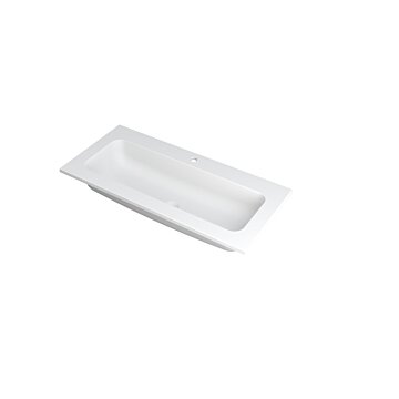 Ink Faktor Wastafel polystone centraal met 1 kraangat - Mat wit - 1000x450x15 mm (bxdxh)