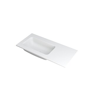Ink Faktor Wastafel polystone links zonder kraangat - Mat wit - 1000x450x15 mm (bxdxh)