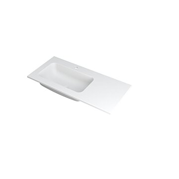 Ink Faktor Wastafel polystone links met 1 kraangat - Mat wit - 1000x450x15 mm (bxdxh)