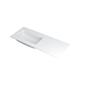 Ink Faktor Wastafel polystone links zonder kraangat - Mat wit - 1200x450x15 mm (bxdxh)