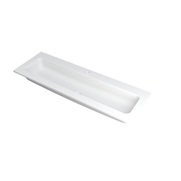 Ink Faktor Wastafel polystone centraal met 1 kraangat - Mat wit - 1400x450x15 mm (bxdxh)