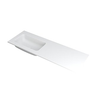 Ink Faktor Wastafel polystone links zonder kraangat - Mat wit - 1400x450x15 mm (bxdxh)