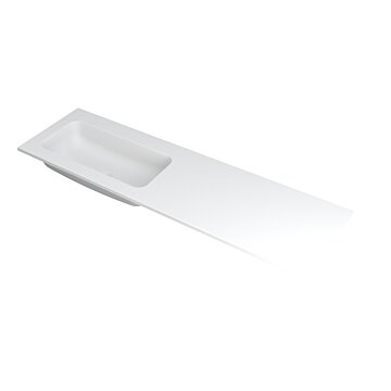Ink Faktor Wastafel polystone links zonder kraangat - Mat wit - 1600x450x15 mm (bxdxh)