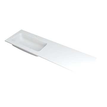 Ink Faktor Wastafel polystone links met 1 kraangat - Mat wit - 1600x450x15 mm (bxdxh)