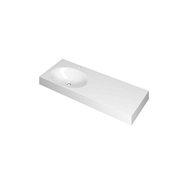 Ink Smooth Wastafel polystone links met 1 kraangat glans wit 1200x450x90mm (bxdxh)