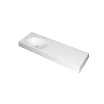 Ink Smooth Wastafel polystone links met 1 kraangat glans wit 1400x450x90mm (bxdxh)