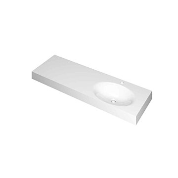 Ink Smooth Wastafel polystone rechts met 1 kraangat glans wit 1400x450x90mm (bxdxh)