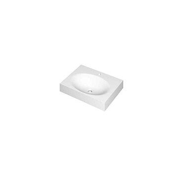 Ink Smooth Wastafel polystone centraal met 1 kraangat mat wit 600x450x90mm (bxdxh)