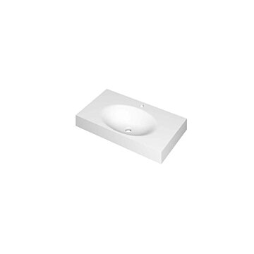 Ink Smooth Wastafel polystone centraal met 1 kraangat mat wit 800x450x90mm (bxdxh)