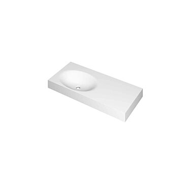 Ink Smooth Wastafel polystone links zonder kraangat mat wit 1000x450x90mm (bxdxh)