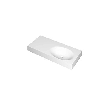 Ink Smooth Wastafel polystone rechts zonder kraangat mat wit 1000x450x90mm (bxdxh)