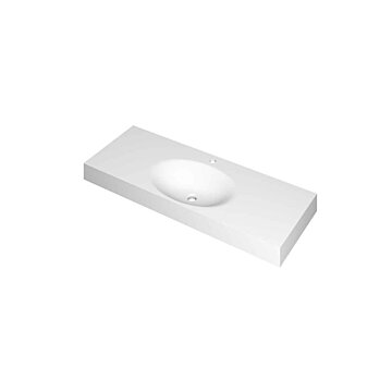 Ink Smooth Wastafel polystone midden met 1 kraangat mat wit 1200x450x90mm (bxdxh)