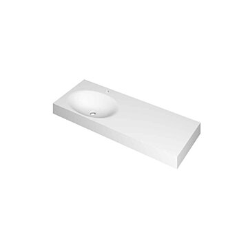 Ink Smooth Wastafel polystone links met 1 kraangat mat wit 1200x450x90mm (bxdxh)