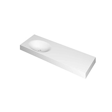 Ink Smooth Wastafel polystone links zonder kraangat mat wit 1400x450x90mm (bxdxh)