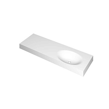 Ink Smooth Wastafel polystone rechts zonder kraangat mat wit 1400x450x90mm (bxdxh)
