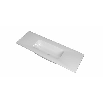 Ink Reflekt wastafel midden polystone 120x40cm - zonder kraangat - Glans Wit