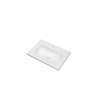 Ink Reflekt wastafel centraal polystone 60x40cm - 1 kraangat - Mat wit