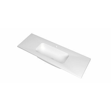Ink Reflekt wastafel midden polystone 120x40cm - 1 kraangat - Mat Wit
