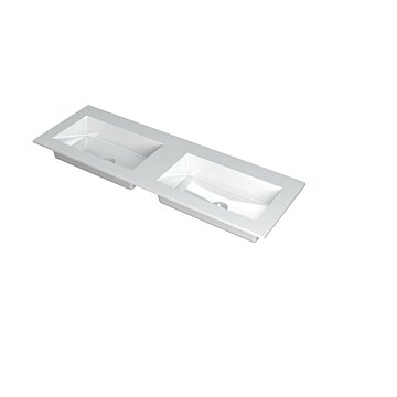 Ink Kraft dubbele meubelwastafel 140x45cm - zonder kraangaten - Polystone glans wit