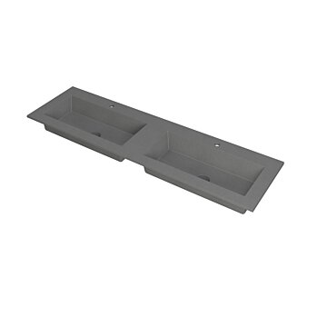 Ink Kraft dubbele meubelwastafel 160x45cm - 2 kraangaten - Quartz grijs