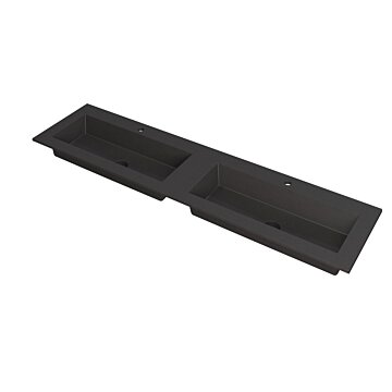 Ink Kraft dubbele meubelwastafel 180x45cm - 2 kraangaten - Quartz zwart