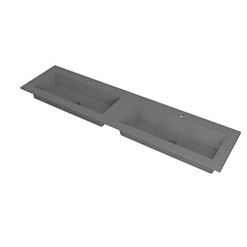 Ink Kraft dubbele meubelwastafel 180x45cm - 2 kraangaten - Quartz grijs