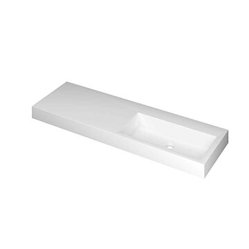 Ink Momento meubelwastafel rechts 140x45cm - zonder kraangat - Polystone mat wit