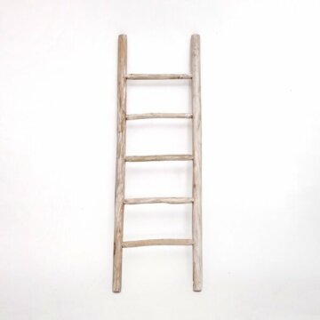 Teakhouten decoratieladder Wit geolied | 50x5x175