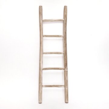 Houten decoratie ladder | White oiled | 50x5x150 - TK-DL-50x5x150-WHITE-OILED