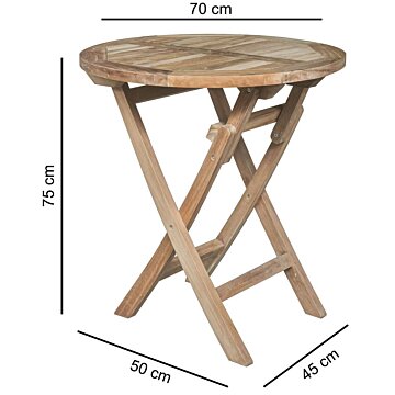 Teak Houten Klaptafel | Rond | Ø 70 - ST-019