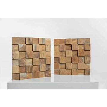 Teak plakhout -Block Naturel | Wandpaneel 30x30x2