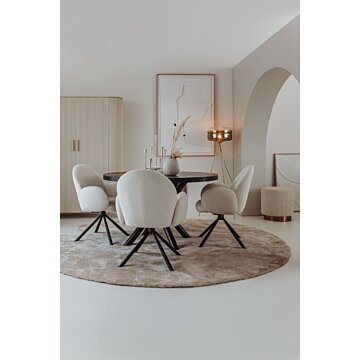 Selva ronde eettafel Ø130 cm – massief mangohout met zwart metalen spinpoot