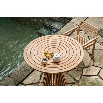 Teak Tuintafel Aurora – Rond Ø100 cm met Verzwaarde Spinvoet